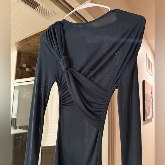 NWT Zara Knotted Asymmetric Metric Dress - Blue Gray Small - Picture 11 of 16